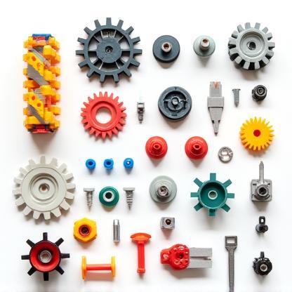 Large engineering building set with gears and bolts